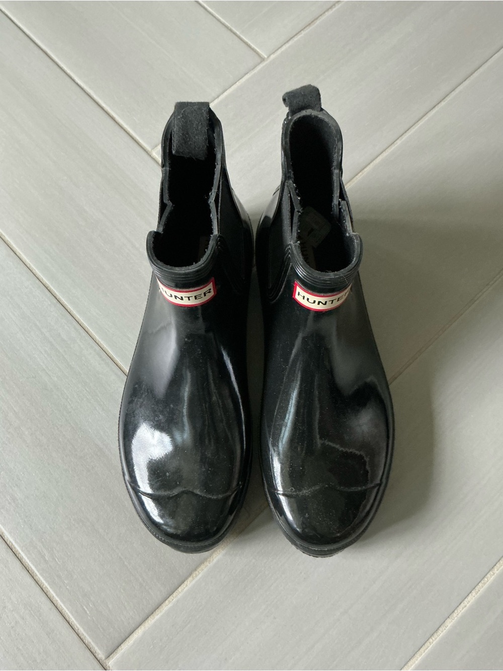 Hunter Original Chelsea Rain Ankle Boots | Black High Gloss - Picture 6 of 8